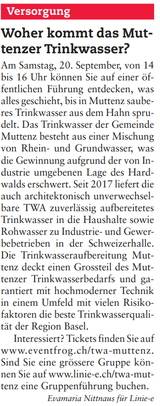 Woher kommt das Muttenzer Trinkwasser?